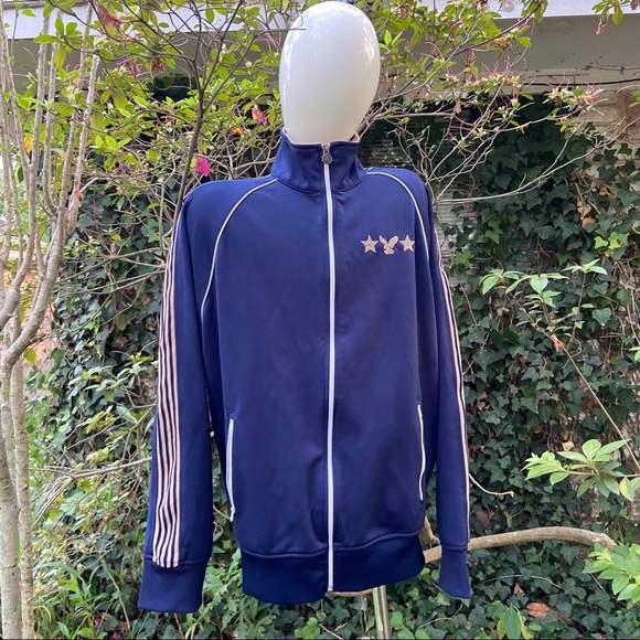 American Eagle Outfitters Blue Beige White Zipper Jacket Size Large - Picture 3 of 9